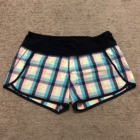 Lululemon Women’s Tracker Short II Wee Wheezy Multicolor Check Sz 6 - Picture 1 of 8